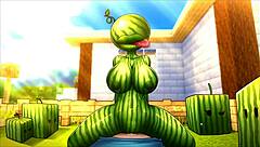 hornycraft parody hentai game ep 44, warden craves steve’s big cock in yoga pants