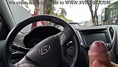 Risky public handjob for student on the street! 😜