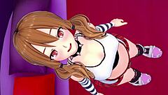 anime hentai girl bent over in skirt for sneaky doggystyle before bed