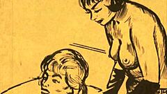 vintage erotic drawings bring retro charm in classic cartoon style.