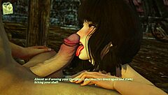 Sexy anime girl in outfit plays game with huge monster cock for big tits action