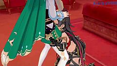 La Signora Dehya and Venti in Steamy Creampie Outfit Scenes