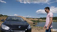 Naked men wash cars before gay jerk session with huge cumshot