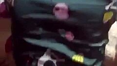 the girl gets fucked in doggystyle position bent over intensely