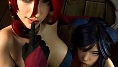 uh, league of legends miss fortune n ahri cosplay in uncensored hentai, ai made stuff