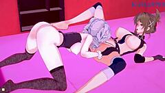 Nine, Chitose Kisaragi, Ruri Hoshino in Wild Lesbian and Futanari Action!