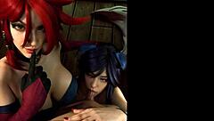 uh, league of legends miss fortune n ahri cosplay in uncensored hentai, ai made stuff