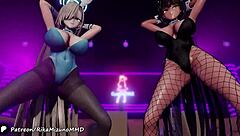 Fascinating Dance with Asuna and Karine in 3D Anime Blue Archive R-18