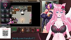 horny catgirl kanakovt teased with vibe, cums hard on sex machine