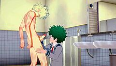 My Hero Academia Yaoi: Midoriya Handjob by Bakugou in Bathroom 🚿