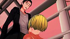 Eren pounds Armin hard after the time skip in Titan hentai