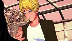 Eren pounds Armin hard after the time skip in Titan hentai