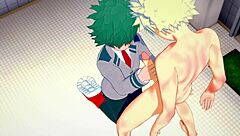 My Hero Academia Yaoi: Midoriya Handjob by Bakugou in Bathroom 🚿