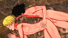 Eren pounds Armin hard after the time skip in Titan hentai