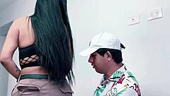 Peruvian latina handles taxi fare in a unique way after shopping