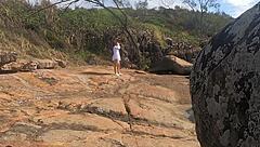 Brazilian beach teen asks, Caught me bent over in public doggystyle, wanna watch?