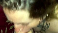 Fat slut blonde gives sloppy deep mouth and ass to friend