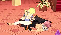 Lucy Natsu Delivers Intense Blowjob and Handjob Leading to Cumshot in Fairy Tail Hentai Uncensored Video