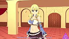 Lucy Natsu Delivers Intense Blowjob and Handjob Leading to Cumshot in Fairy Tail Hentai Uncensored Video