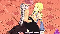 Lucy Natsu Delivers Intense Blowjob and Handjob Leading to Cumshot in Fairy Tail Hentai Uncensored Video