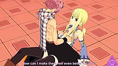 Lucy Natsu Delivers Intense Blowjob and Handjob Leading to Cumshot in Fairy Tail Hentai Uncensored Video