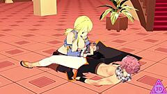 Lucy Natsu Delivers Intense Blowjob and Handjob Leading to Cumshot in Fairy Tail Hentai Uncensored Video