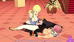 Lucy Natsu Delivers Intense Blowjob and Handjob Leading to Cumshot in Fairy Tail Hentai Uncensored Video