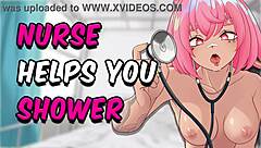 ASMR nurse roleplay cleans your cock gently in hospital shower.