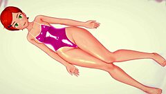 Gwen’s burning up in that swimsuit for wild hentai action!