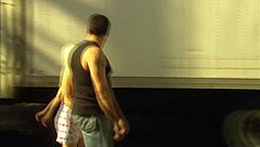 Carman gets drilled outdoors in the afternoon, ending with cum on her tongue