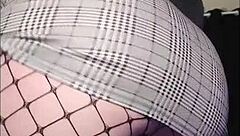 Just chilling, watching this sexy fat ass redhead dance close up in fishnets. She’s flashing that pussy too.