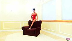 Take it all, bimbo! Huge fake breasts bounce as brunette gets pounded in armchair