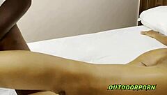 Slippery sex unfolds after a massage with Slim Gold in doggystyle action.