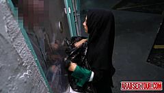 arab chick slips into hotel room just to get pounded doggystyle rough.