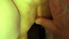 Wife tries fucking machine with BBC dildo for first time