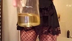 Goth girl indulges in drinking pee.
