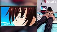 just reacting to hot hentai blowjobs with cum in throat and on big tits, loving my stepbro showing off my huge latina ass