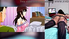 just reacting to hot hentai blowjobs with cum in throat and on big tits, loving my stepbro showing off my huge latina ass