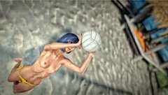 Topless Beach Ball with Petite Redhead Beauty