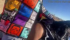 Skinny ebony student sneaks a quick outdoor fuck before heading to class