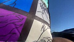 Skinny ebony student sneaks a quick outdoor fuck before heading to class