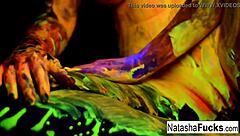 busty natasha nice black light video shoot