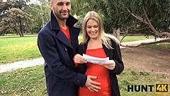 Yo, watch this pregnant blonde in red get drilled for cash!