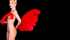 skinny big boobed blonde milf miranda strips in slutty burlesque costume