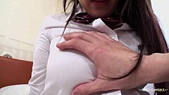 Busty Sweetie in Uniform Gets Teased with Vibrator and Fingers! So Hot! 🔥