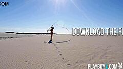 Belgium playboy model Miluniel Louis strips outdoor showing perfect round ass