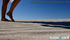 Belgium playboy model Miluniel Louis strips outdoor showing perfect round ass