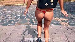 Hairy Girl Dances with Bouncing Tits in Tight Slutwear