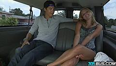 This blonde with big natural tits got a creampie in a public car.