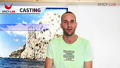 Tiny Guy with Hard Cock Bangs Blonde with Big Tits in First Porn